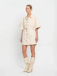 KIVARI | ROWYN DENIM SHIRT DRESS - CREAM