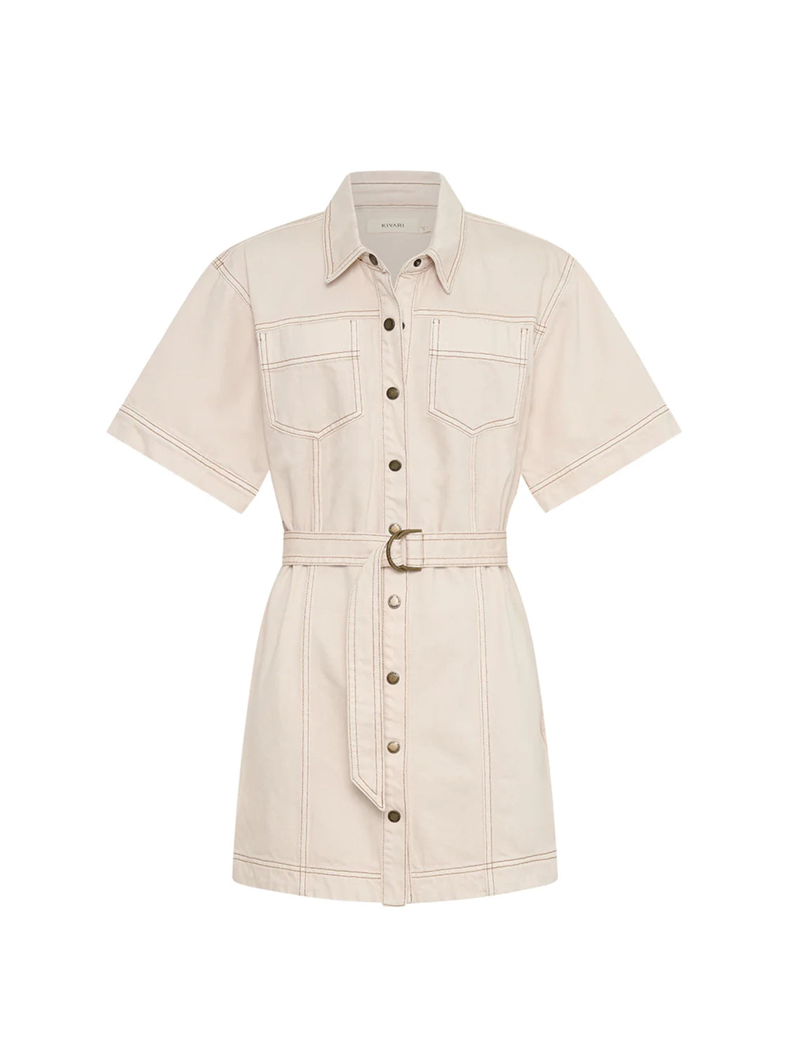 KIVARI | ROWYN DENIM SHIRT DRESS - CREAM