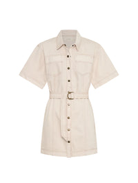 KIVARI | ROWYN DENIM SHIRT DRESS - CREAM