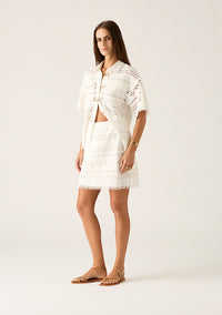 MOS | DANIELA TEXTURED MINI SKIRT WHITE