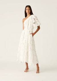 MOS THE LABEL | LUNA EMBROIDERY ONE SHOULDER DRESS - IVORY