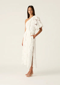 MOS THE LABEL | LUNA EMBROIDERY ONE SHOULDER DRESS - IVORY