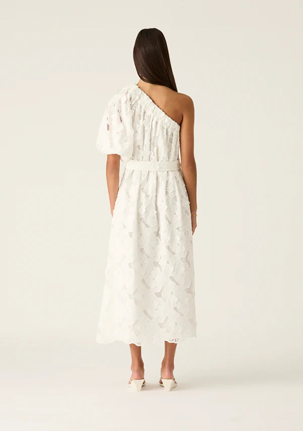 MOS THE LABEL | LUNA EMBROIDERY ONE SHOULDER DRESS - IVORY