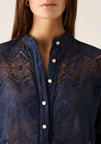 MOS THE LABEL | MARIANA EMBROIDERY BLOUSE | NAVY