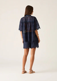 MOS THE LABEL | MARIANA EMBROIDERY BLOUSE | NAVY