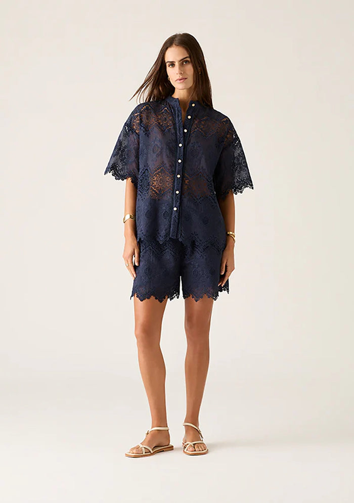 MOS THE LABEL | MARIANA EMBROIDERY SHORT | NAVY