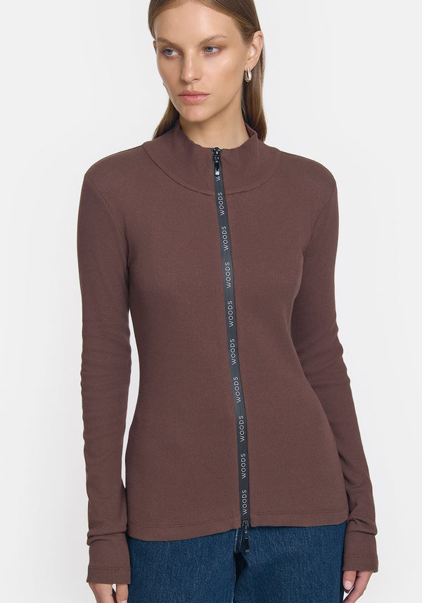 VITKORIA & WOODS | Woods Rib Zip Top in Chestnut