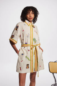 Alemais Checkers Embroided Mini Dress