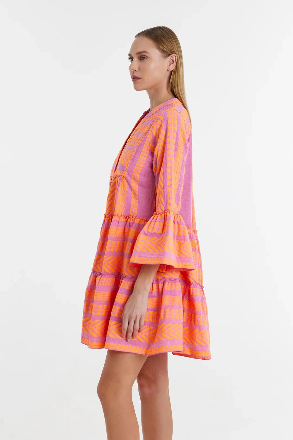 DEVOTION TWINS | ELLA SHORT DRESS NEON ORANGE/FUSCHIA 319.3G