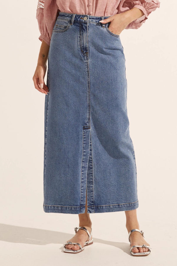 ZOE KRATZMANN | MERIDIAN SKIRT/MID WASH DENIM