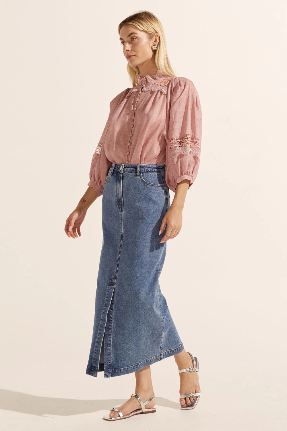 ZOE KRATZMANN | MERIDIAN SKIRT/MID WASH DENIM