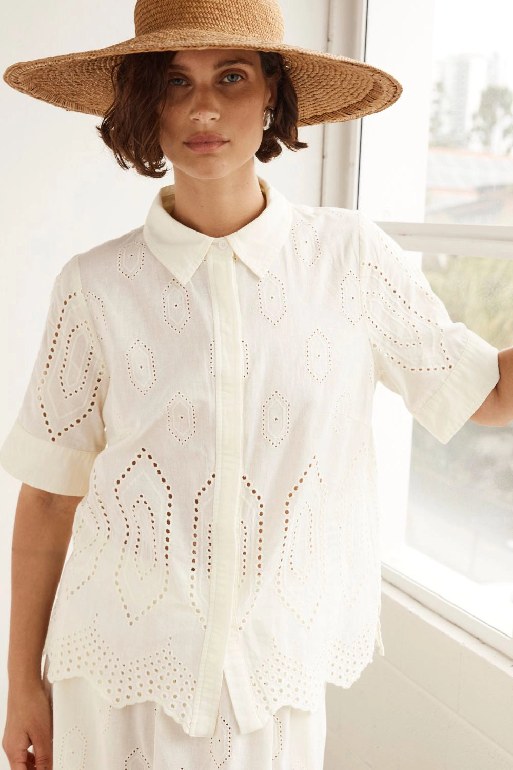 ZOE KRATZMANN | PIXEL TOP | CREAM BRODERIE